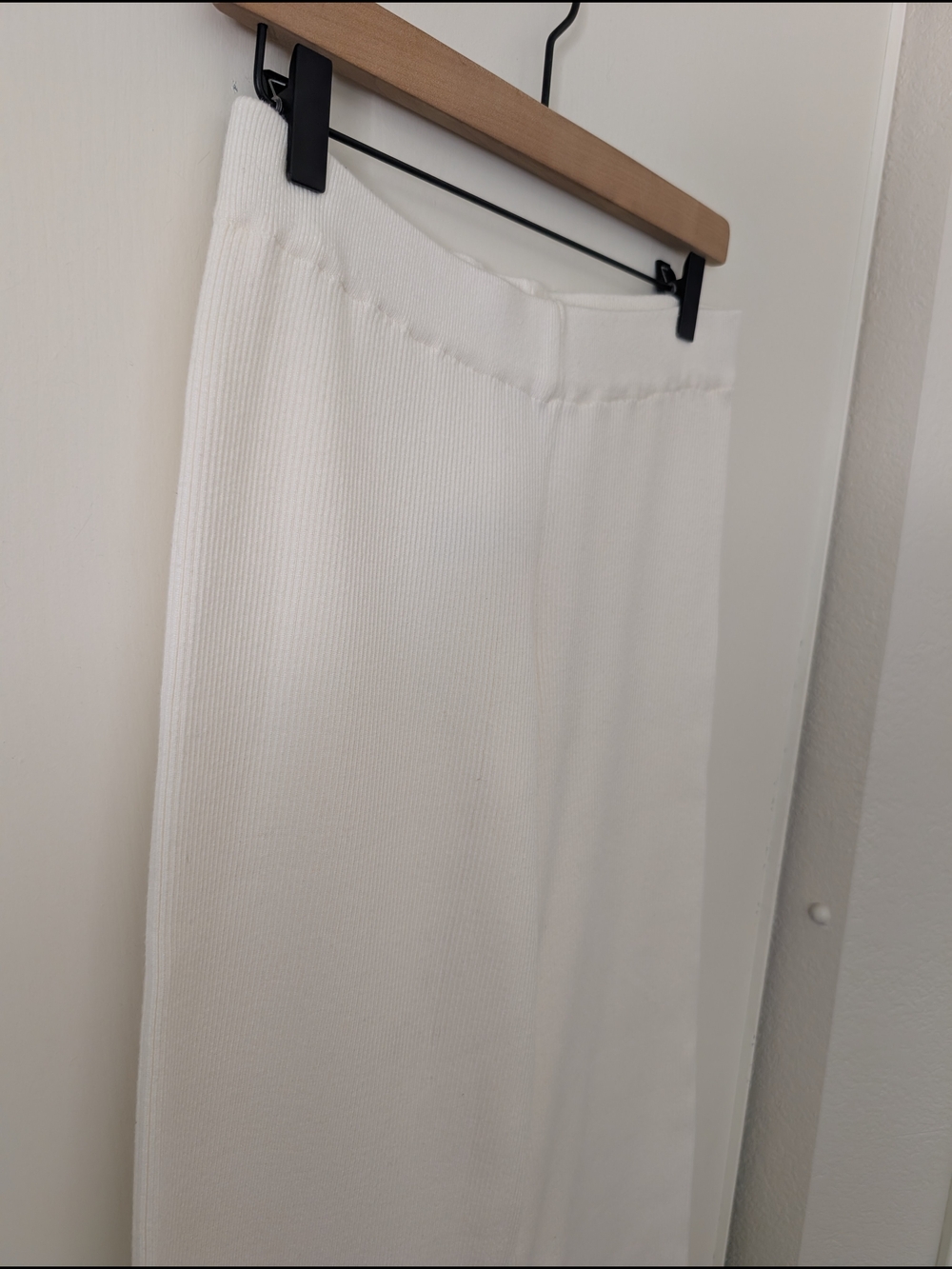 Edikted Womens Medium Knit Pull On Pants Wide Leg White Cream Minimalist Lounge - Picture 4 of 8